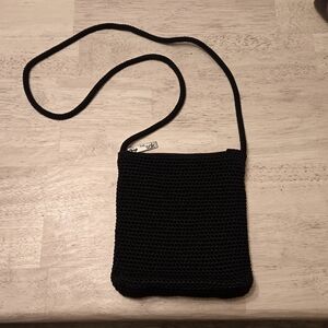 NWOT "THE SAK" HANDCRAFTED MINI CROCHET BOHO BLACK CROSSBODY BAG